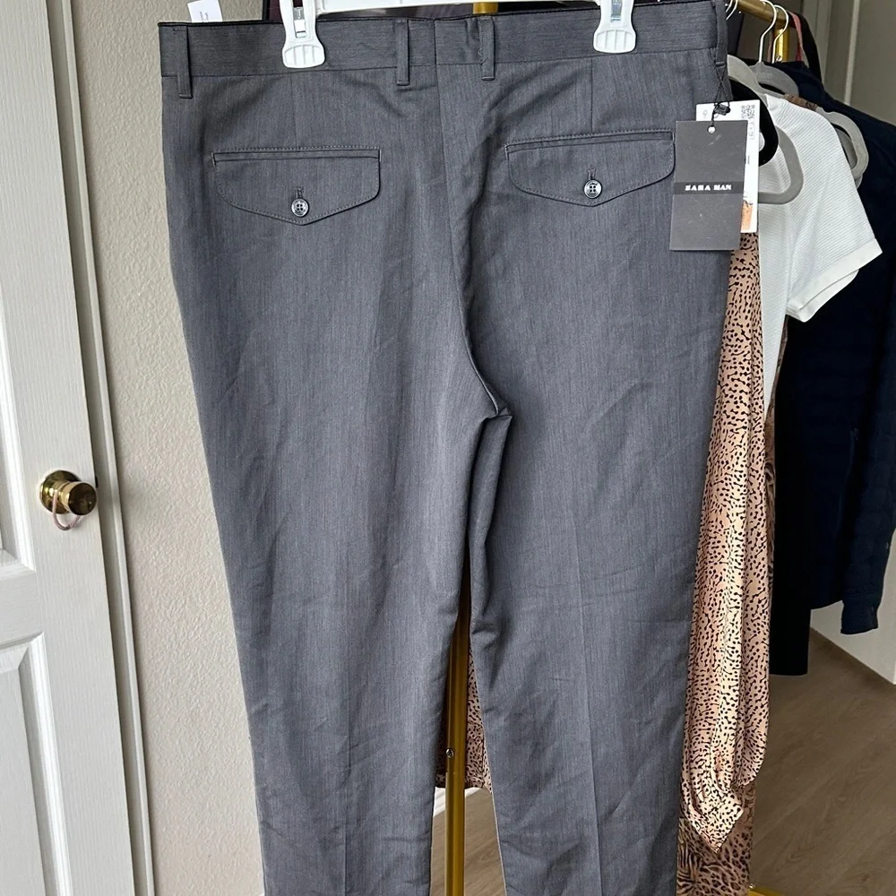 Zara Gray Dress Pants with Classic Straight-Leg Cut